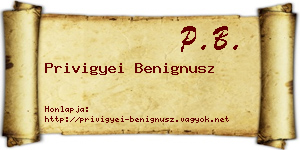 Privigyei Benignusz névjegykártya